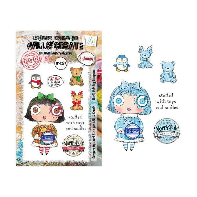 6 Tampons - AALL&Create - North pole toy company - dim. de la planche : 7x9.5cm environ
