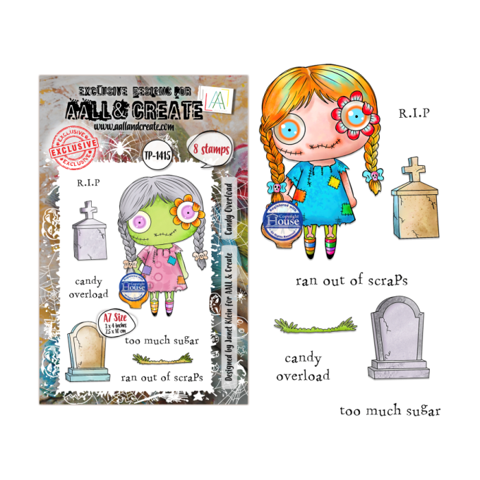 8 Tampons - AALL&Create - Candy overload - dim. de la planche : 7x9.5cm environ