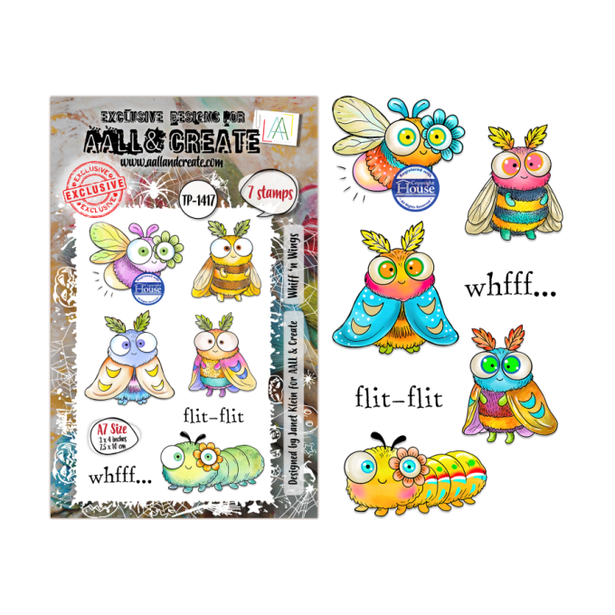 7 Tampons - AALL&Create - Whiff'n wings - dim. de la planche : 7x9.5cm environ