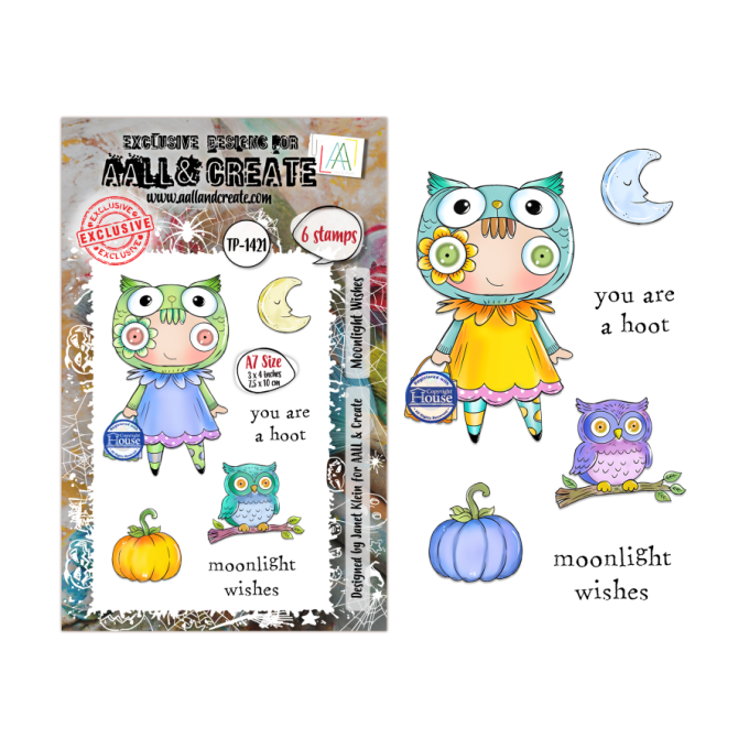 6 Tampons - AALL&Create - moonlight whishes - dim. de la planche : 7x9.5cm environ