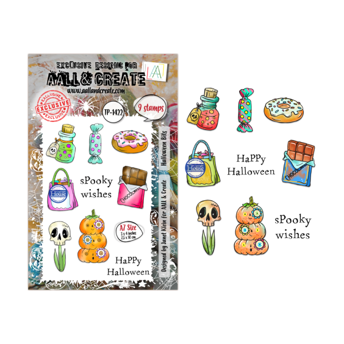 9 Tampons - AALL&Create - Halloween Bits - dim. de la planche : 7x9.5cm environ