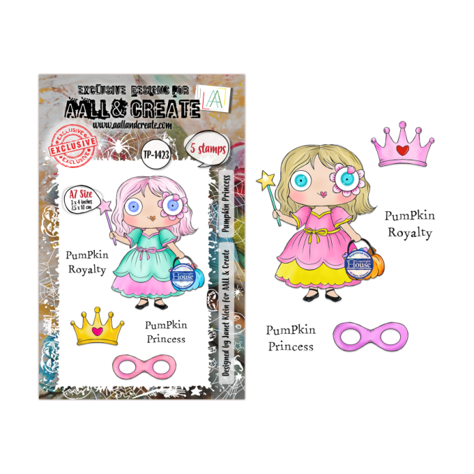 5 Tampons - AALL&Create - Pumpkin princess - dim. de la planche : 7x9.5cm environ