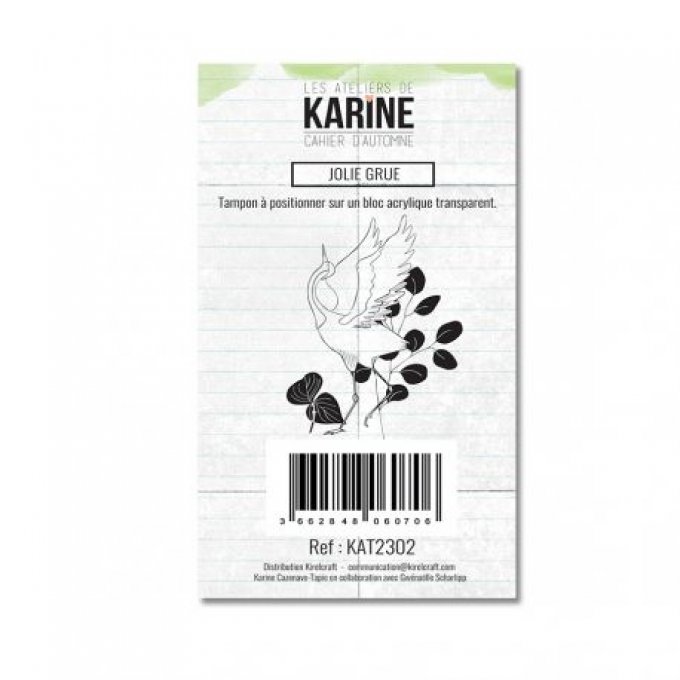 Tampon - Les ateliers de Karine - Cahier d'automne - Jolie grue, dimension : 6x4cm environ