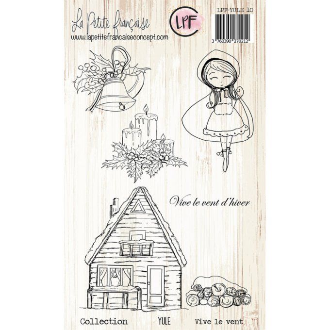 6 Tampons clears, Collection YULE, Vive le vent, LPF - dim. de la planche : 10x14cm environ