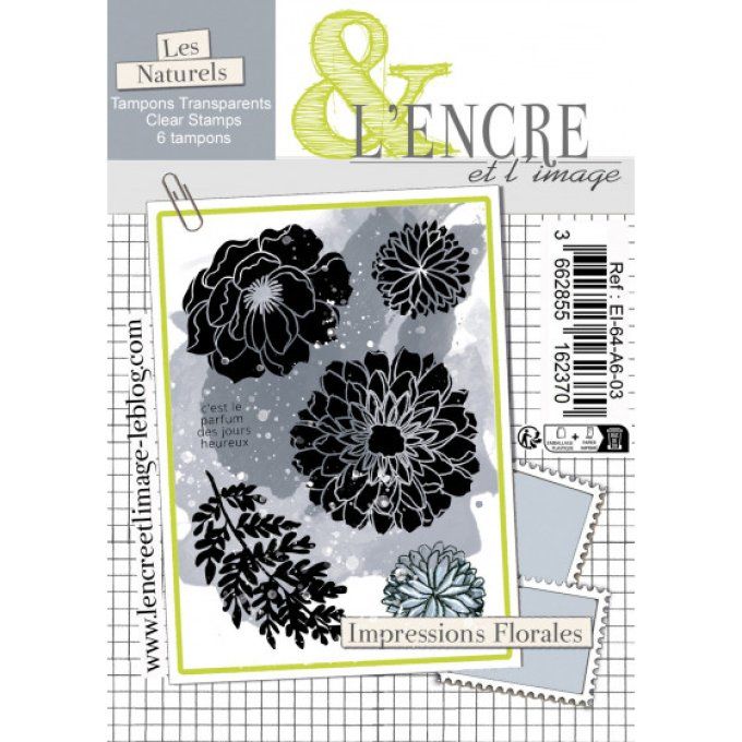 Planche de tampons, Impressions Florales, l'encre & l'image - dim. de la planche : 10.5x14.5cm