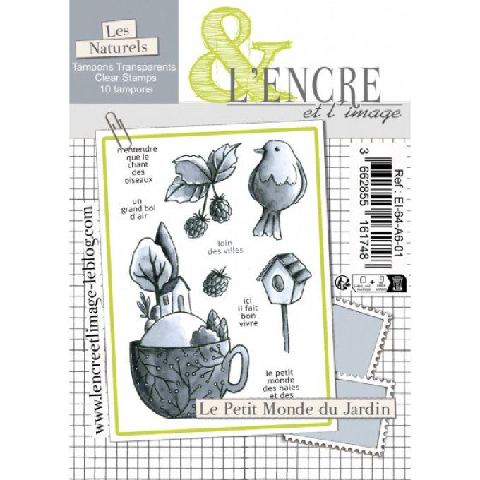 Planche de tampons, Le petit monde du jardin, l'encre & l'image - dim. de la planche : 10.5x14.5cm