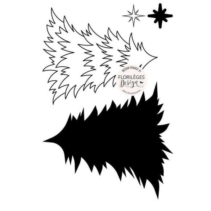 Florilèges Design - Planche de 4 tampons, Sapin d'hiver, collection Histoires d'Hiver