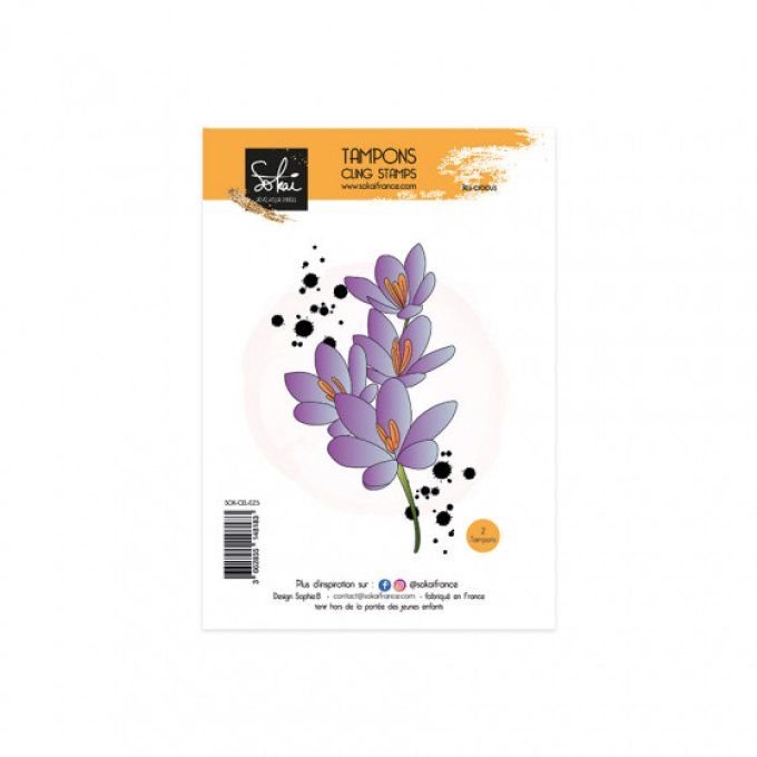 2 Tampons cling/caoutchouc de fond-Les crocus, Sokai - Dim. : 8.5x5cm et 3.5x2.5cm env 