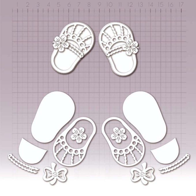  Chipboards - Petites chaussures - Dimension de la planche : 14x9cm environ