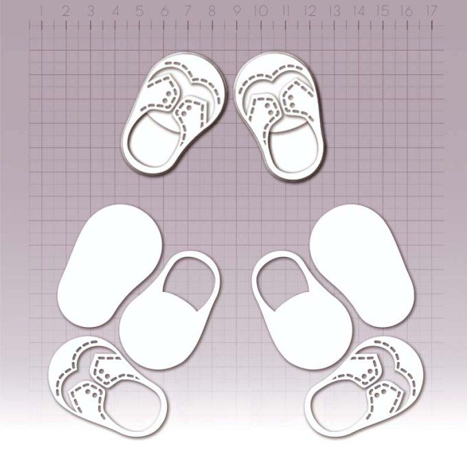  Chipboards - Petites chaussures - Dimension de la planche : 14x9cm environ