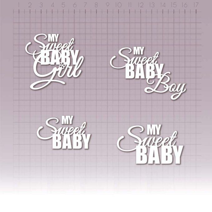  Chipboards - My sweet baby - Dimension de la planche : 14x9cm environ 