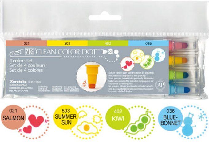 4 feutres Zig, pigment à base d'eau - color dot