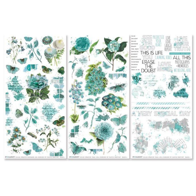 49 and market - 3 feuilles 15x30cm environ de Rub-ons, Teal