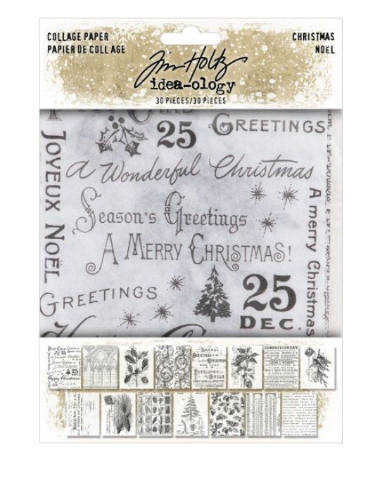 30 papiers de collage (type papier de soie) imprimés - format 11.8x15cm environ - Christmas
