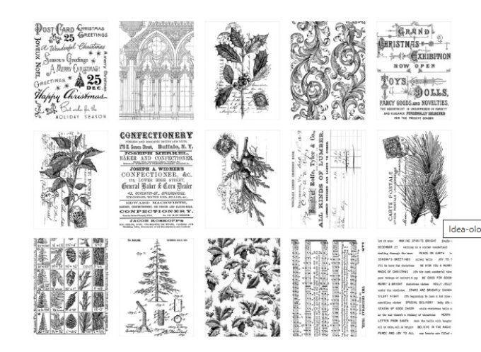 30 papiers de collage (type papier de soie) imprimés - format 11.8x15cm environ - Christmas