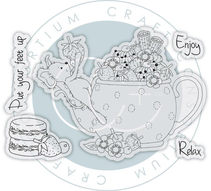 5 tampons , Craft Consortium, Strawberry tea - dimension de la planche : 14.5x10cm environ