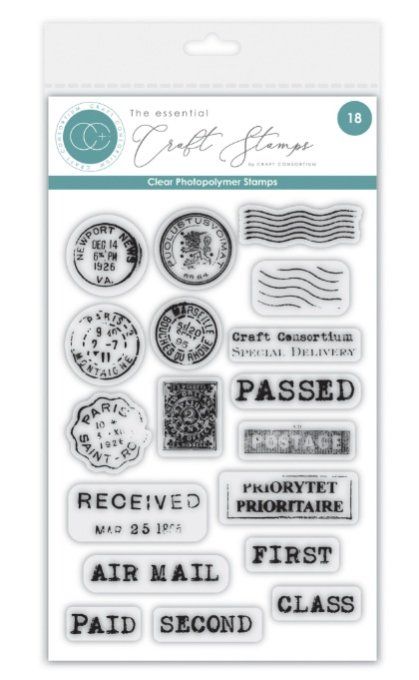 Craft consortium - 18 tampons - Postage - dim. de la planche : 10.3x14.2cm env.