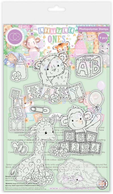 9 Tampons - collection Little ones - Craft consortium - Dimension de la planche : 14.5x21cm environ 