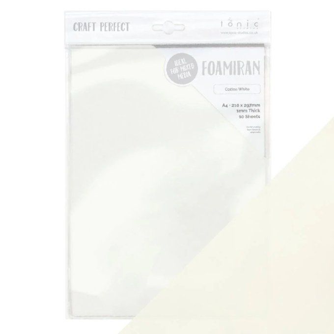 10 feuilles Foamiran, Craft Perfect, format A4 - Cotton white - épaisseur 1mm