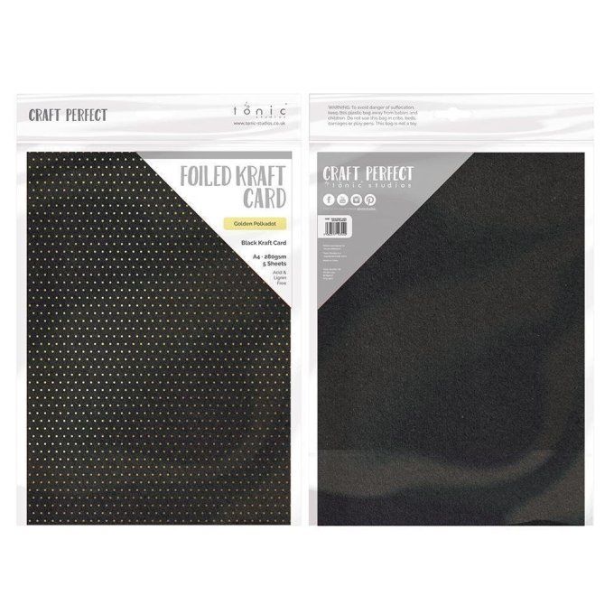 Papier texturé, craft perfect, Tonic Studio, format A4, 280g, 5 feuilles, Black kraft dark
