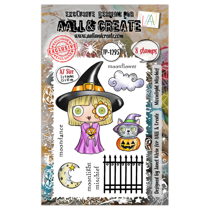 8 Petits Tampons - AALL&Create - Moonlight Mischief - dim. de la planche : 7.5x10cm env.
