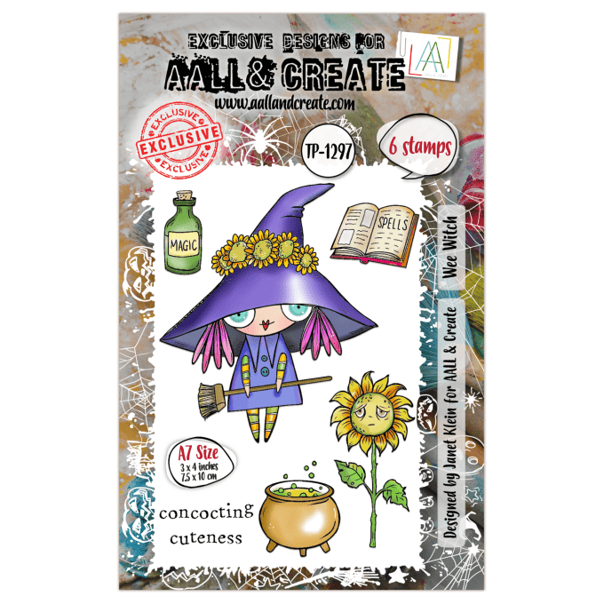 6 Petits Tampons - AALL&Create - Wee Witch - dim. de la planche : 7.5x10cm env.