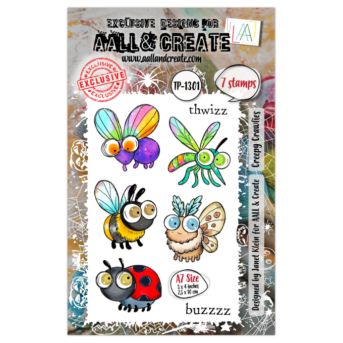 7 Petits Tampons - AALL&Create - Creepy Crawlies - dim. de la planche : 7.5x10cm env. 