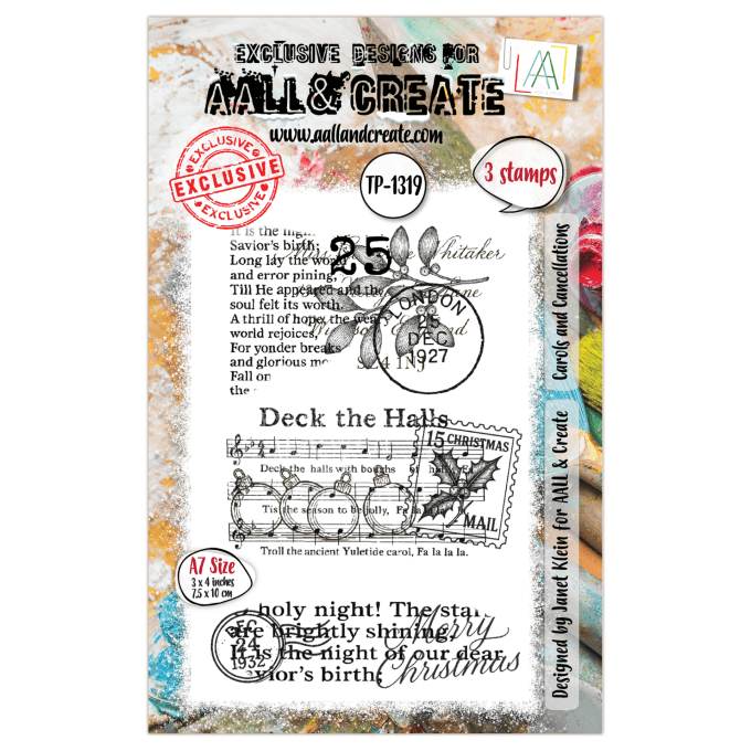 3 Petits Tampons - AALL&Create - Carols and cancellations - dim. de la planche : 7.5x10cm environ