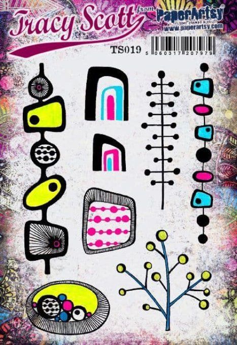 8 tampons caoutchouc, collection Tracy Scott (TS019), PaperArtsy - Format de la planche A5