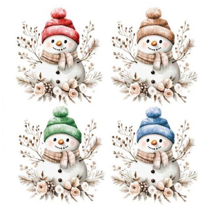 Feuille de transfert de textile - Vintage Snowman