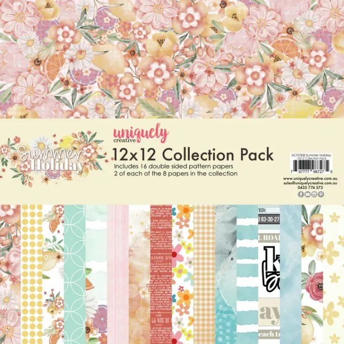 16 feuilles, Summer Holiday - format 30x30cm environ, motif recto verso