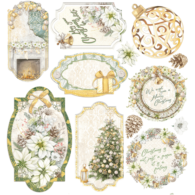 Ciao Bella, Eléments à découper en vellum - collection Sparkling christmas, 15x15cm-6 feuilles, 92g