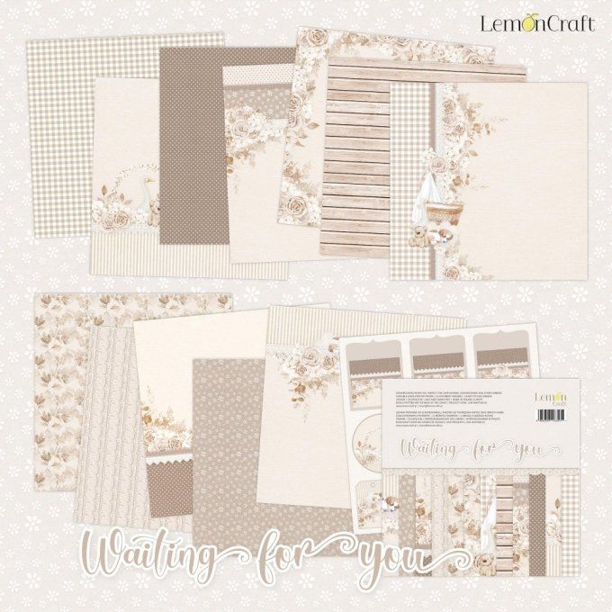 LemonCraft - Bloc de 6 feuilles, 30x30cm - Waiting for you - Motif recto verso  - 250g