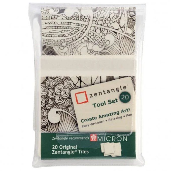 Micron, Zentangle, 20 feuilles pour Zentangle, dimension 8.8x8.8cm environ, couleur blanc cassé