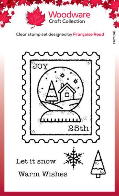 5 Tampons Snow globe stamp, Woodware Craft Collection - dim. de la planche  : 7x10cm env. 