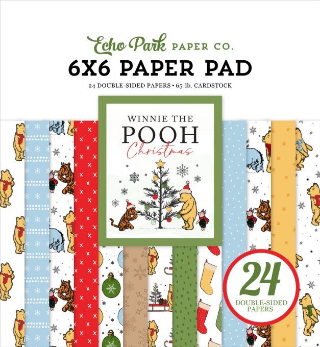 24 feuilles, 15x15cm - Winnie the pooh, christmas