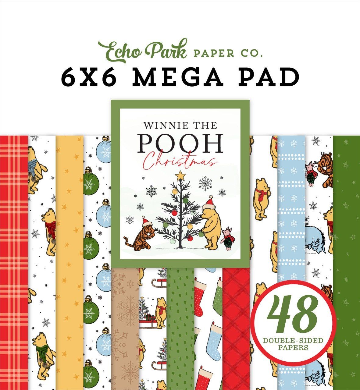 48 feuilles, 15x15cm (mega pad) - Winnie the pooh, christmas
