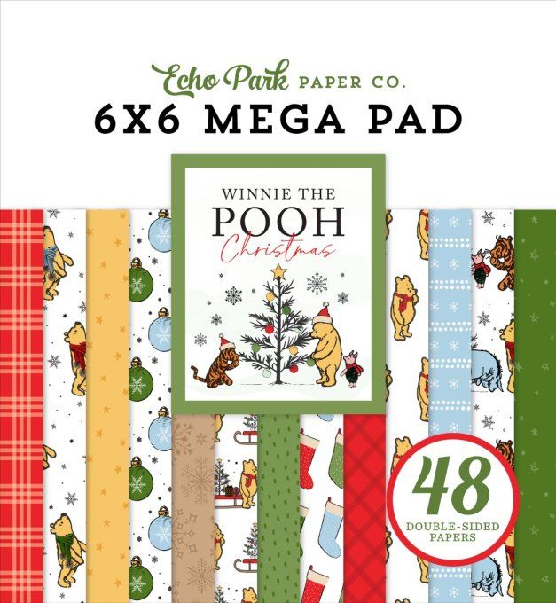 48 feuilles, 15x15cm (mega pad) - Winnie the pooh, christmas