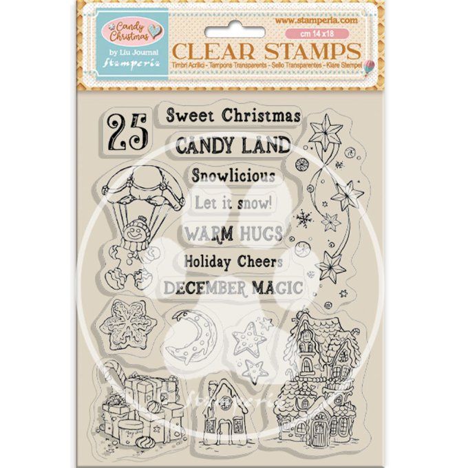 Ensemble de Tampons, Stamperia, Candy christmas, dimension de la planche 14x18cm