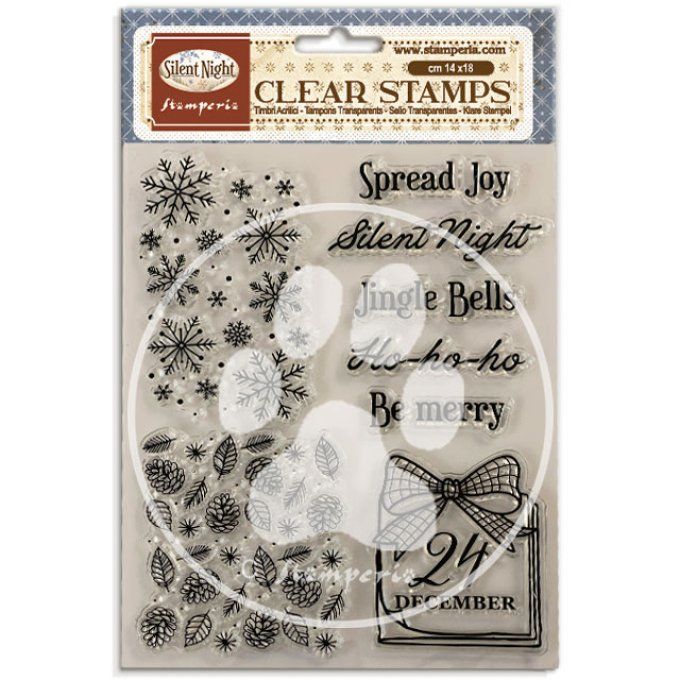 Ensemble de Tampons, Stamperia, Silent christmas, dimension de la planche 14x18cm