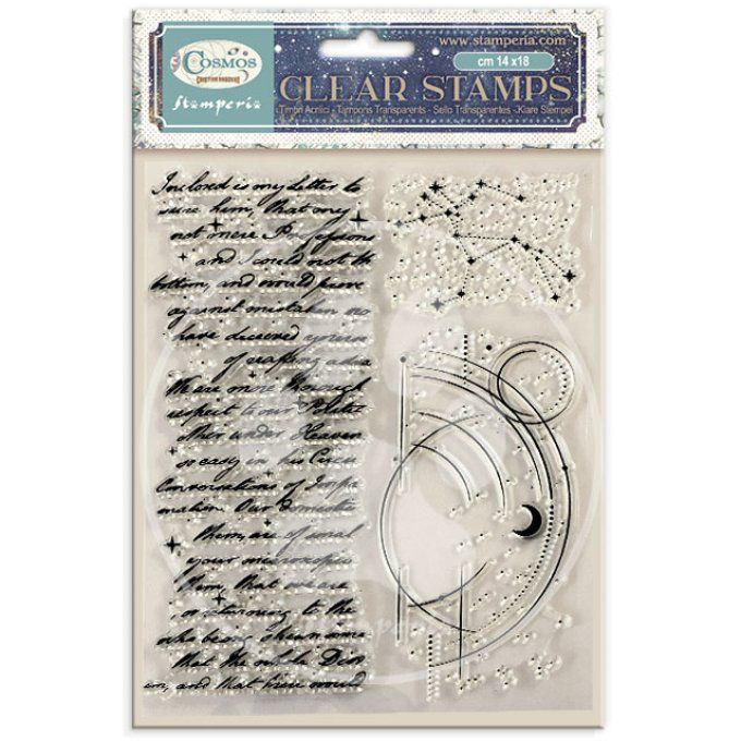 Ensemble de Tampons, Stamperia, Cosmos, dimension de la planche 14x18cm