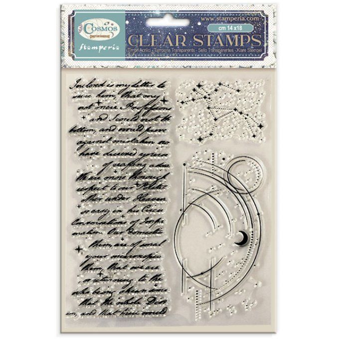 Ensemble de Tampons, Stamperia, Cosmos, dimension de la planche 14x18cm