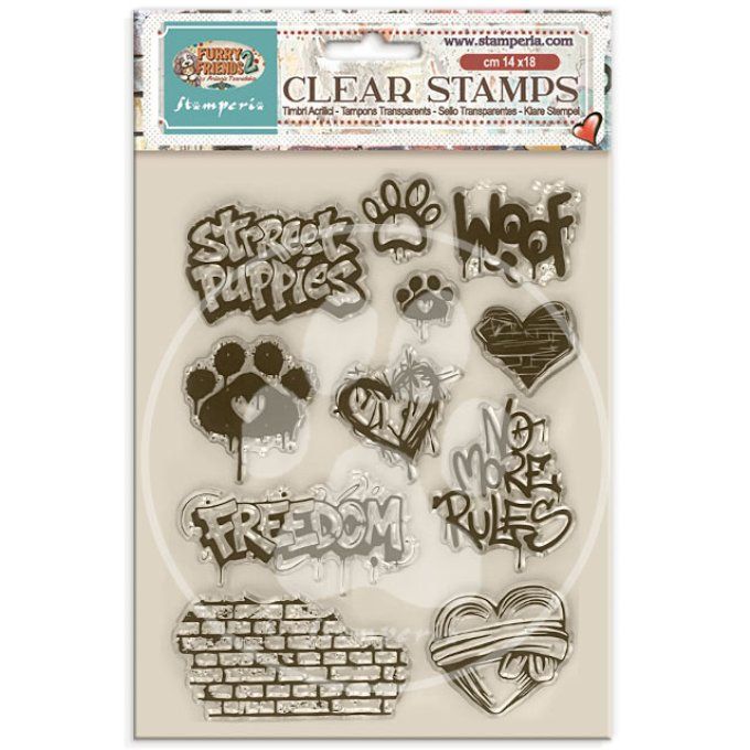 Ensemble de Tampons, Stamperia, Furry friends 2, dimension de la planche 14x18cm