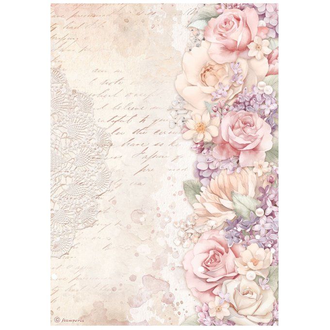 6 Feuilles de riz, Stampéria, Format A4 - Romance forever