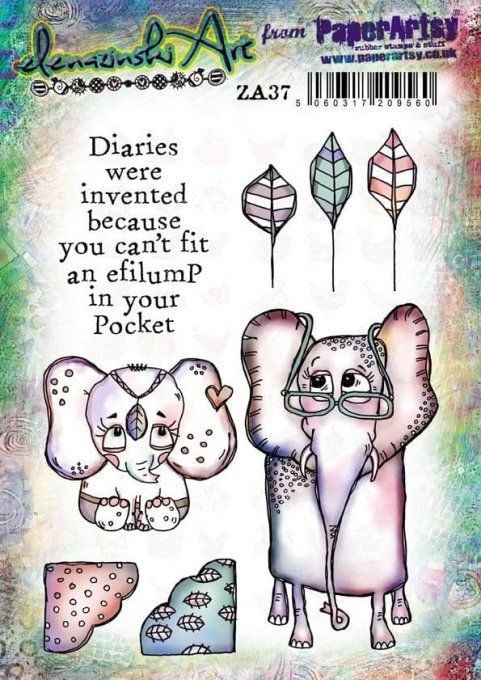 6 tampons caoutchouc, collection Zinski A (ZA37), PaperArtsy - Format de la planche A5