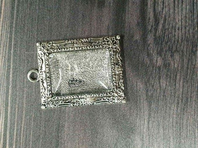 Support cabochon rectangle en métal argenté + cabochon transparent coordonné, à l'unité